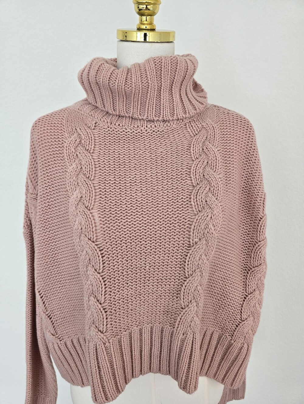 Calvin Klein Jeans Soft Pink Cable Turtleneck Sweater